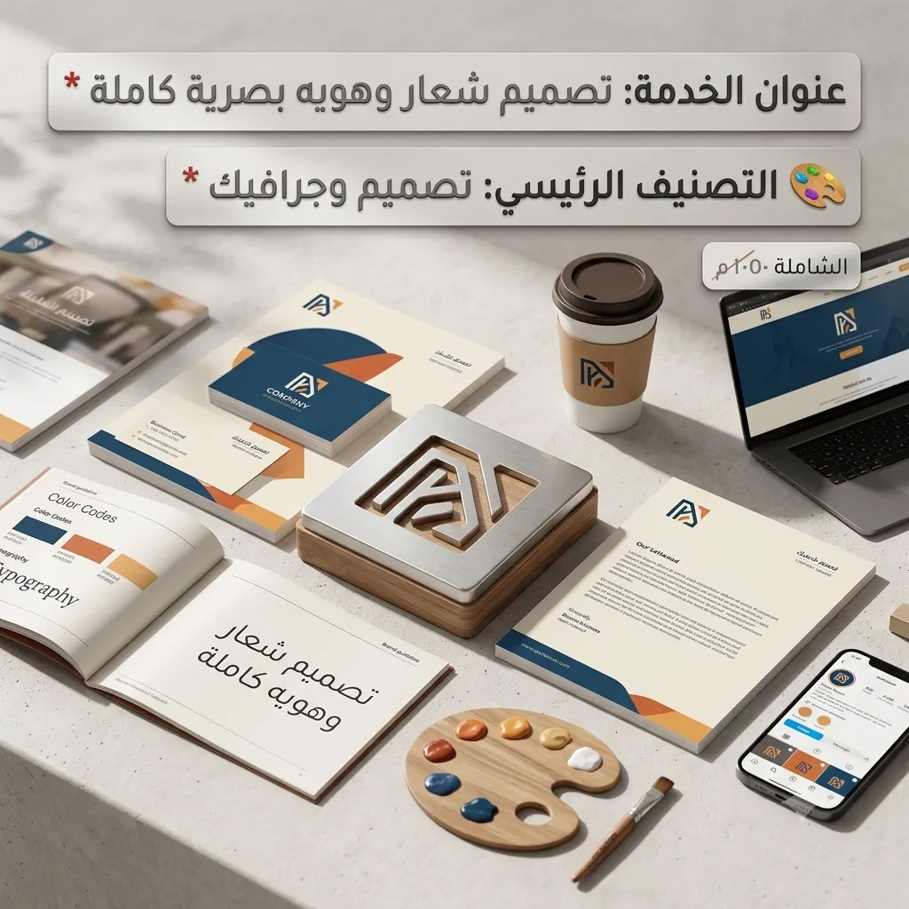 تصميم شعار وهويه بصرية كاملة