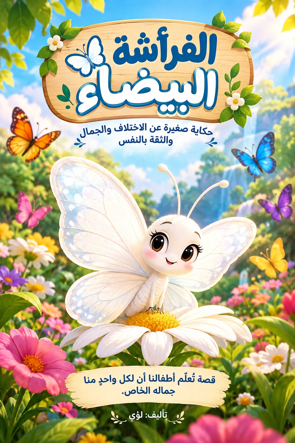 قصة أطفال رقمية مصورة PDF — الفراشة البيضاء 🦋